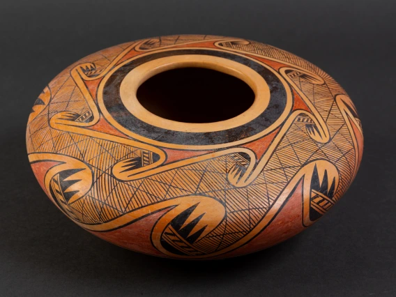 polychrome bowl with migration/bird-wing design.