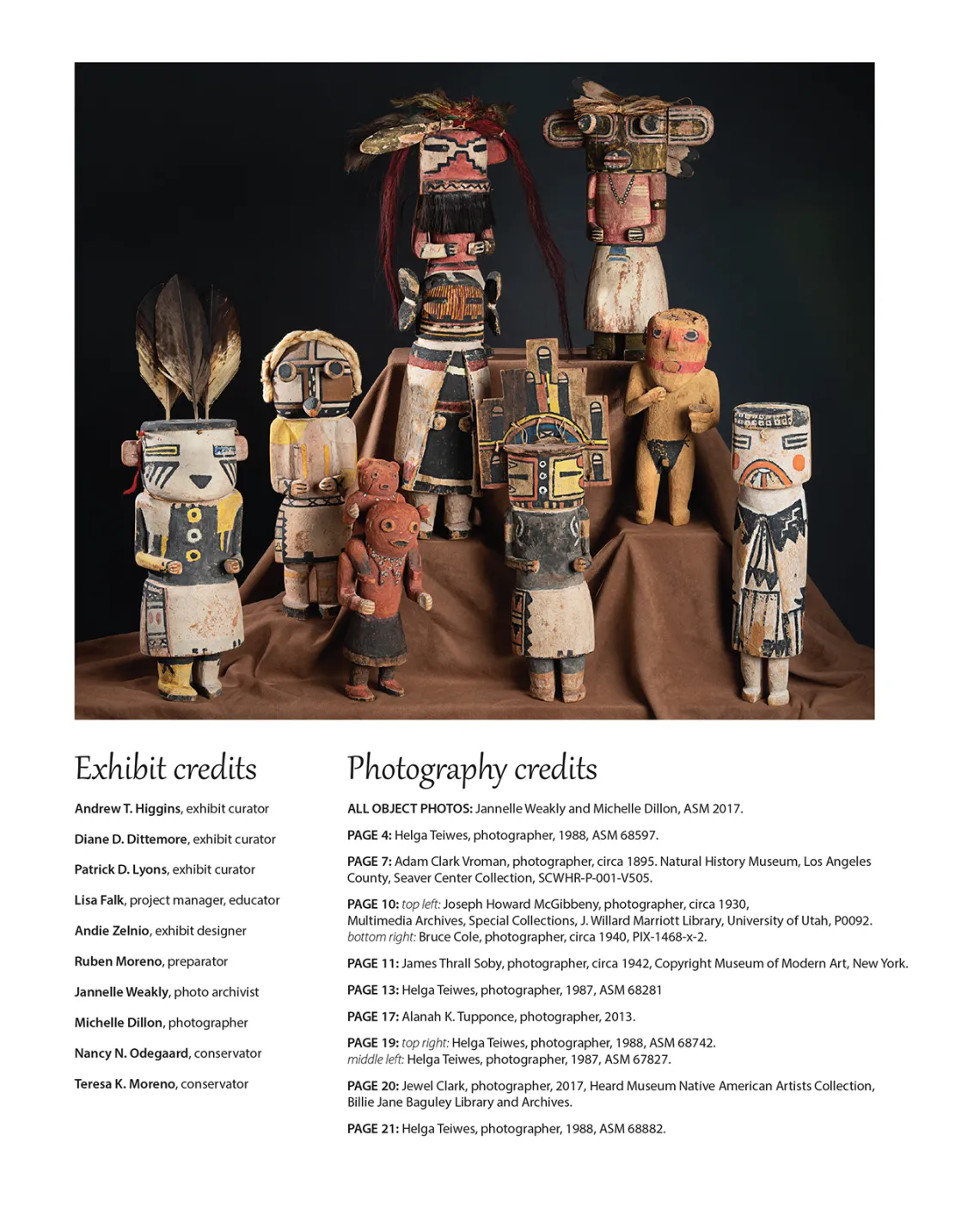 Hopi Katsina Dolls credits page