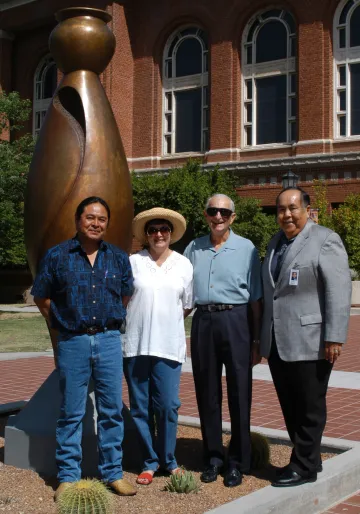 Craig Dan Goseyun, Doris Roland, Arnold Roland, Hartman Lomawaima at the dedication in 2007