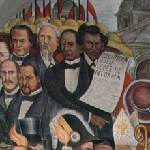 detail of Diego Rivera’s mural, History of Mexico, painted on the stairwell of the National Palace in Mexico City